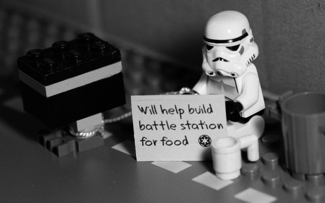 Lego stormtrooper help build battlestation free wallpaper for desktop - medium preview image