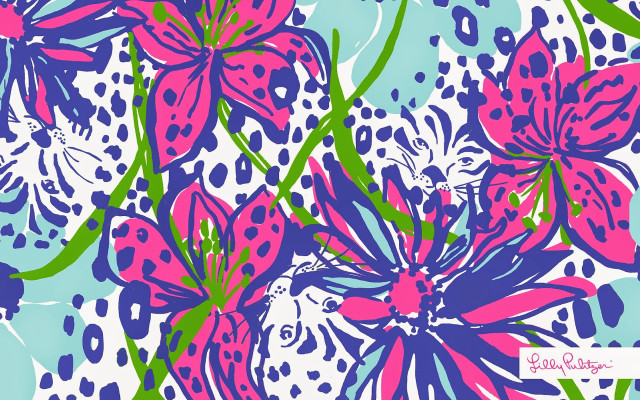 Colorful flower pattern blue background #2 free wallpaper for desktop - medium preview image