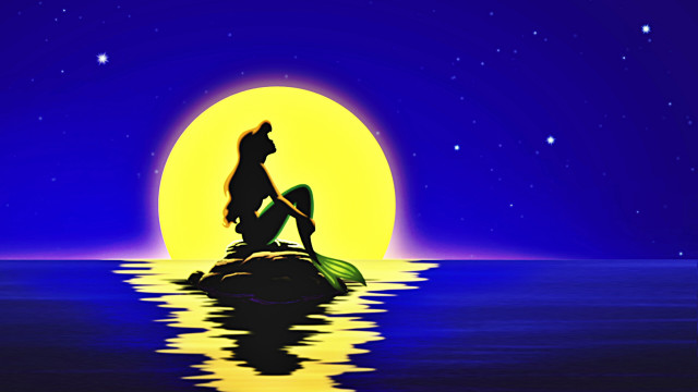 Mermaid rock ocean night full free wallpaper for desktop - medium preview image