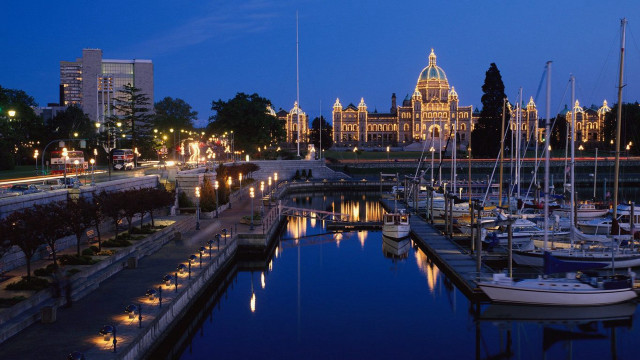 Harbor boats night city tall free wallpaper for desktop - medium preview image