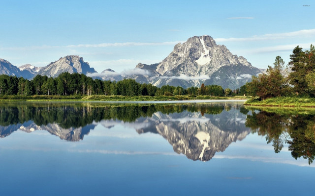 Mountain lake reflection forest sky #3 free wallpaper for desktop - medium preview image