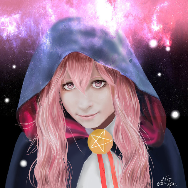 Pink hair girl galaxy medal free wallpaper for tablet - medium preview image
