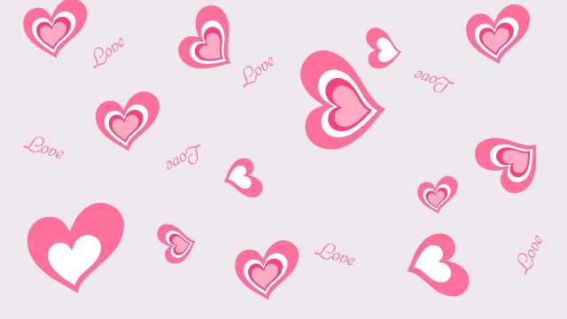 Pink white background hearts words #2 free wallpaper for desktop - medium preview image