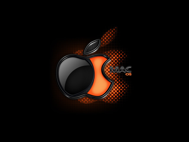 Apple logo black background orange free wallpaper for desktop - medium preview image