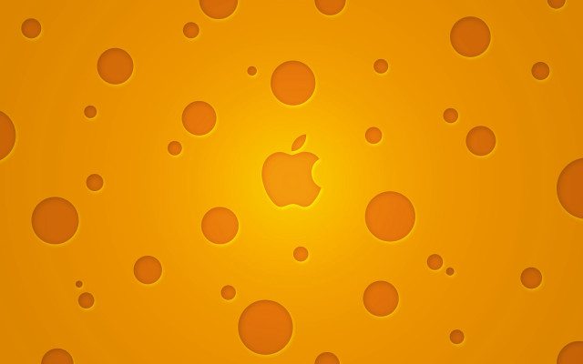 Yellow background bubbles apple logo free wallpaper for desktop - medium preview image