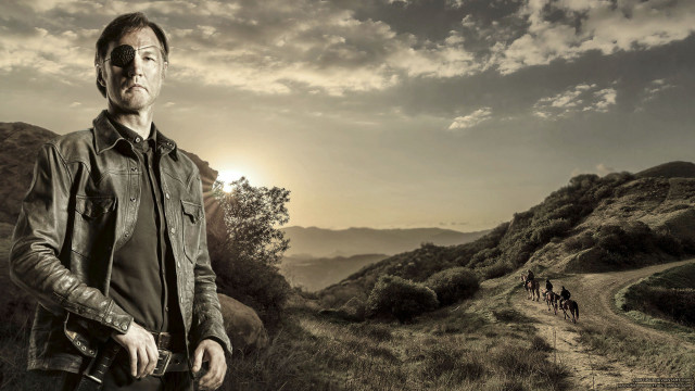 Man horse dirt road mountain free wallpaper for desktop - medium preview image