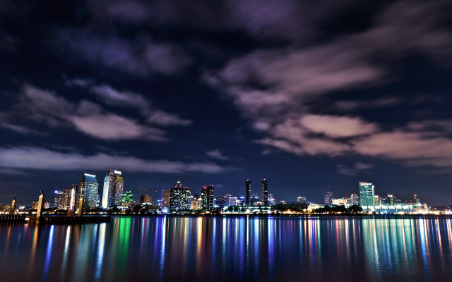 City skyline night reflection water #5 free wallpaper for desktop - medium preview image