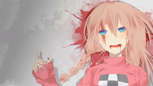 Pink haired girl blood splatter free wallpaper for desktop - medium preview image