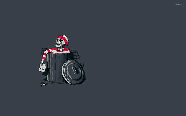 Skeleton santa trash can bag free wallpaper for desktop - medium preview image