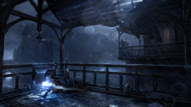 Dark room light balcony shining free wallpaper for desktop - medium preview image