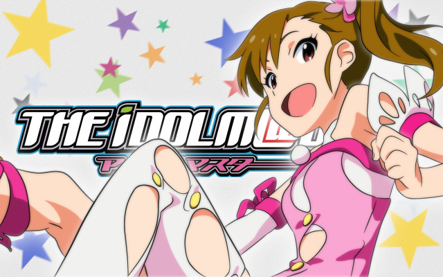 Girl pink cellphone pointing stars free wallpaper for desktop - medium preview image