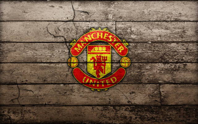 Wooden wall manchester united emblem free wallpaper for desktop - medium preview image