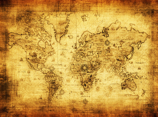 World map worn paper grungy free wallpaper for desktop - medium preview image
