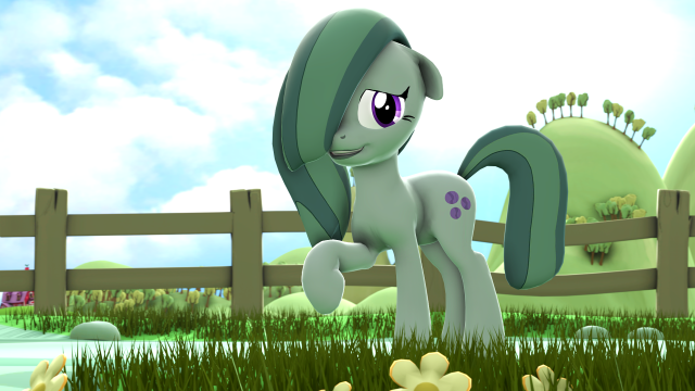 Pony standing grass fence flowers free wallpaper for desktop - medium preview image