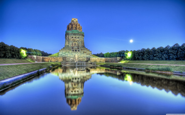 Tower clock water trees background free wallpaper for desktop - medium preview image