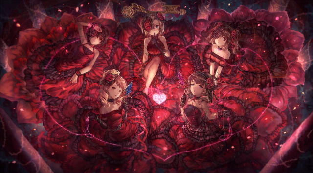 Women red dresses heart background free wallpaper for desktop - medium preview image