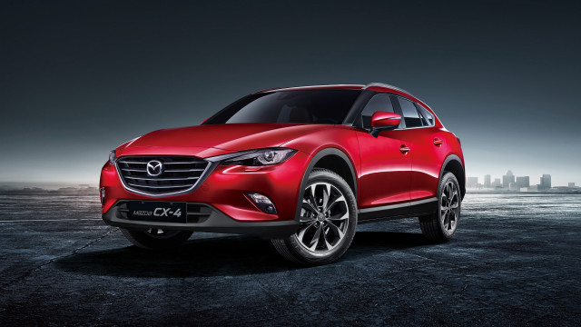 Red mazda cx4 night city free wallpaper for desktop - medium preview image