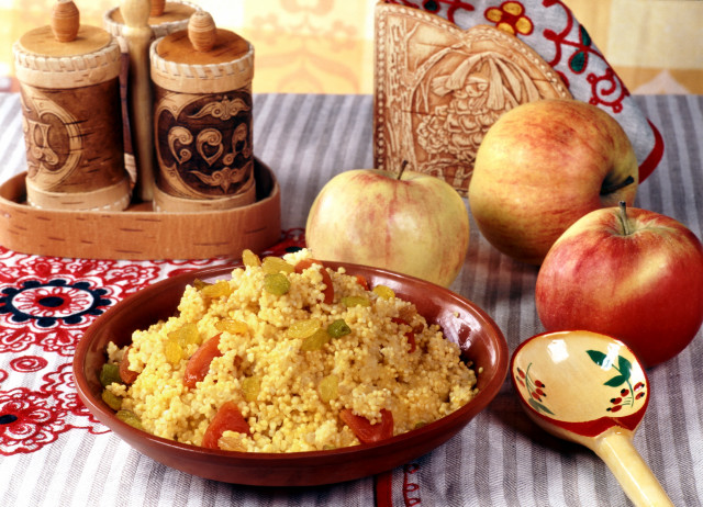 Bowl rice apples table cloth free wallpaper for desktop - medium preview image