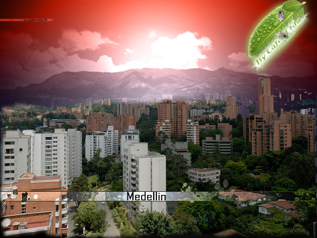 City green object red sky free wallpaper for desktop - medium preview image