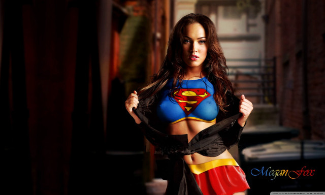 Woman superman costume posing jacket free wallpaper for desktop - medium preview image