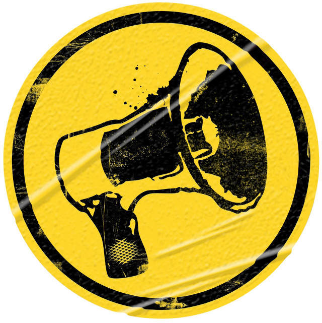 Yellow black sign bullhorn black free wallpaper for tablet - medium preview image