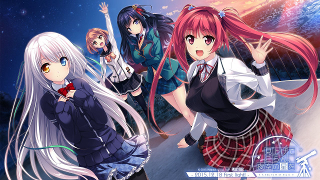 Anime girls night street stars free wallpaper for desktop - medium preview image