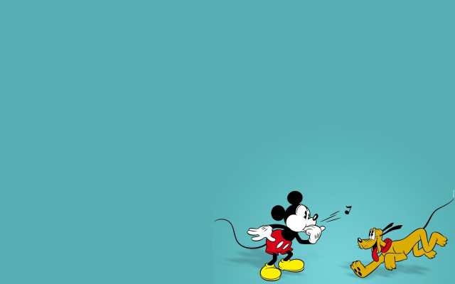 Mickey mouse pulling dog leash free wallpaper for desktop - medium preview image