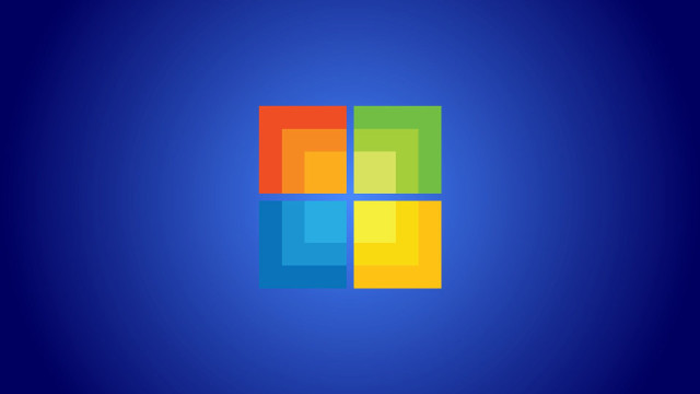 Blue background colorful microsoft logo free wallpaper for desktop - medium preview image