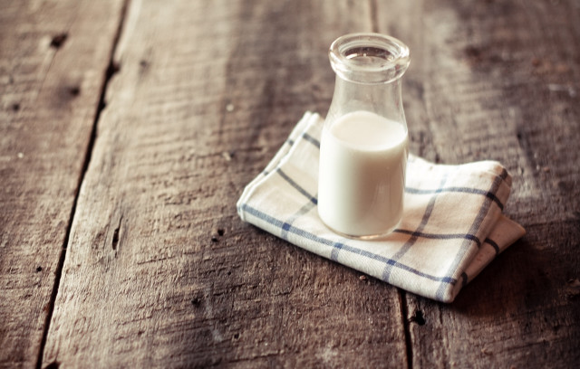 Glass bottle milk napkin wooden free wallpaper for desktop - medium preview image