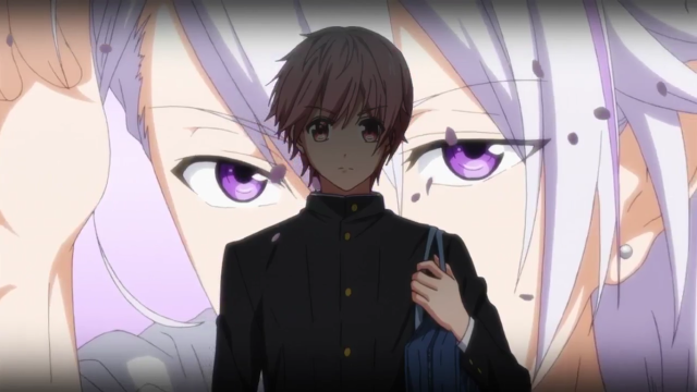 Black suit purple eyes umbrella free wallpaper for desktop - medium preview image