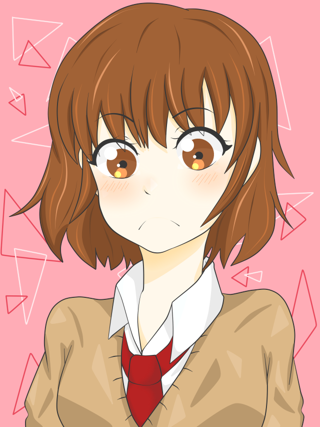 Girl brown hair red tie free wallpaper for mobile - medium preview image