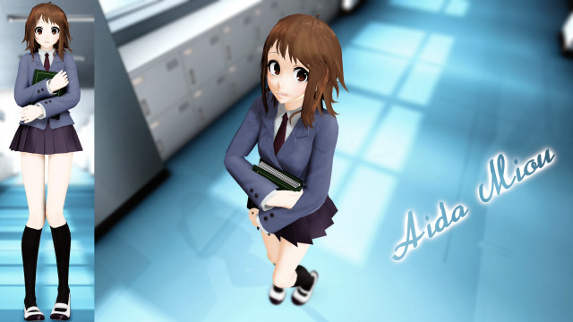Girl school uniform blue room free wallpaper for desktop - medium preview image