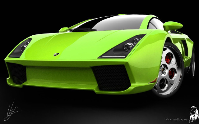 Green sports car image showing free wallpaper for desktop - medium preview image