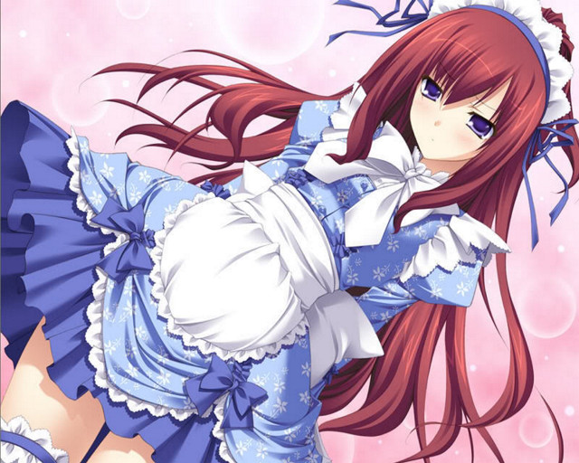 Woman blue dress red hair #3 free wallpaper for desktop - medium preview image