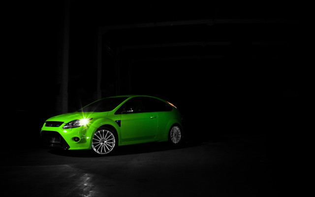Green car dark room light free wallpaper for desktop - medium preview image