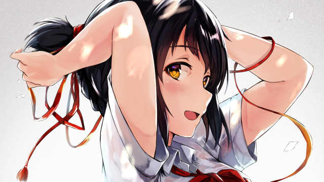 Woman tie shirt chest shoulder free wallpaper for desktop - medium preview image