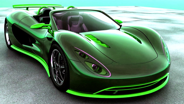 Green sports car black top free wallpaper for desktop - medium preview image