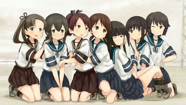 Girls school uniforms holding hands #2 free wallpaper for desktop - medium preview image