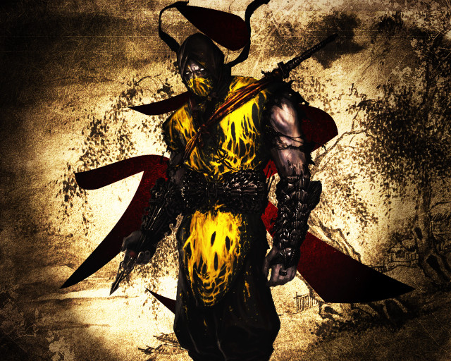 Man yellow black costume swords free wallpaper for desktop - medium preview image