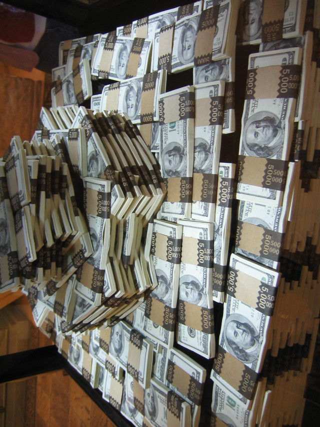 Money stacked table wooden frame free wallpaper for mobile - medium preview image