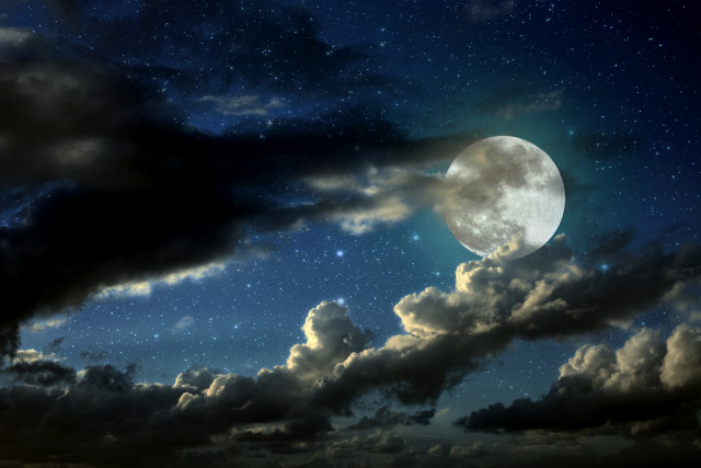 Full moon clouds stars night #2 free wallpaper for desktop - medium preview image