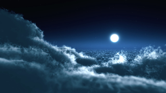 Full moon above clouds night free wallpaper for desktop - medium preview image