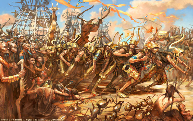 People armor spears group painting free wallpaper for desktop - medium preview image