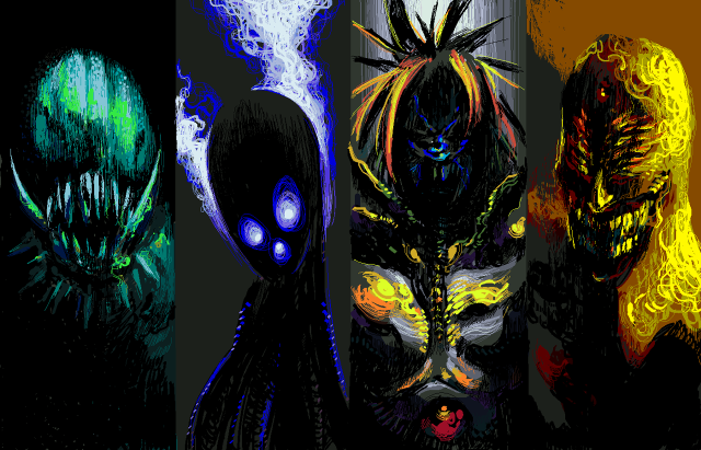 Alien creatures glowing eyes hair #2 free wallpaper for desktop - medium preview image