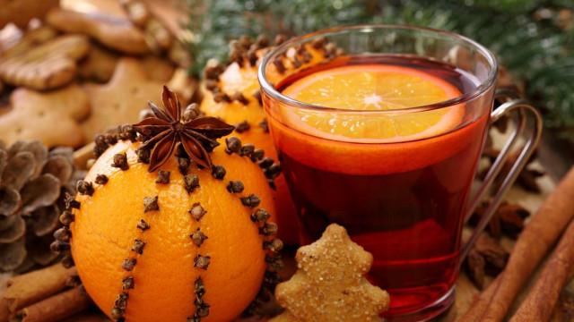 Orange juice cup cinnamon stick free wallpaper for desktop - medium preview image