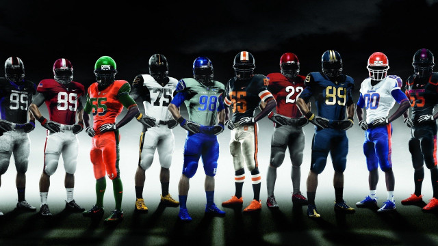 Football players uniforms helmets dark free wallpaper for desktop - medium preview image