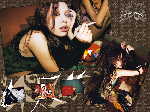 Woman smoking man cigarette collage free wallpaper for desktop - medium preview image