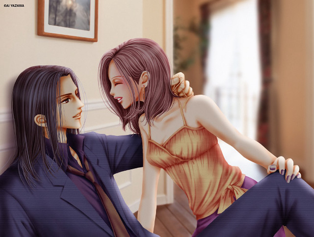 Anime couple sitting room picture free wallpaper for desktop - medium preview image