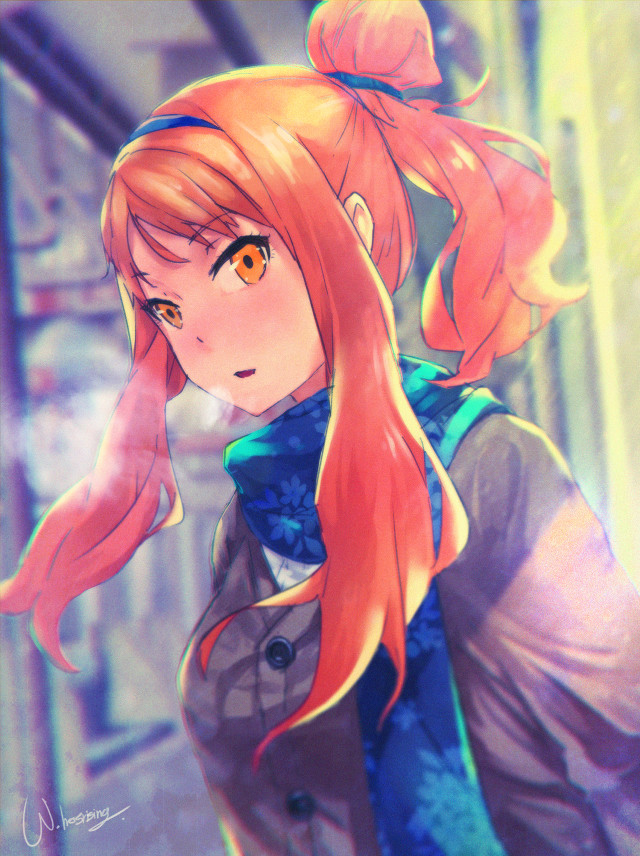 Girl red hair ponytail hallway free wallpaper for mobile - medium preview image