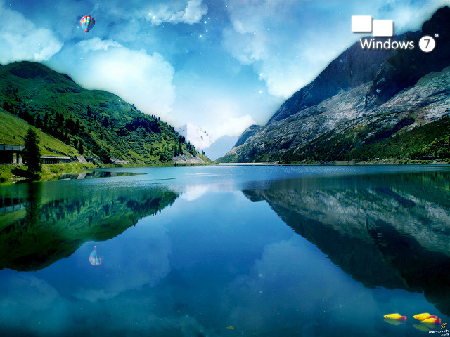 Lake mountains cloudy sky house free wallpaper for desktop - medium preview image